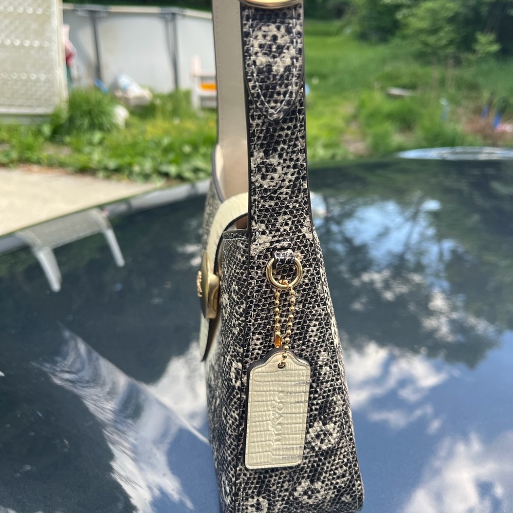 2023 Coach Cream & Black Monogram Shoulder Bag with Gold Hardware - Picture 2 of 15